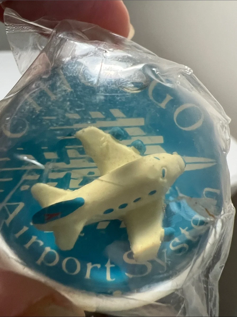 Unique Blue Airport System Floating Airplane Keychain - Vintage